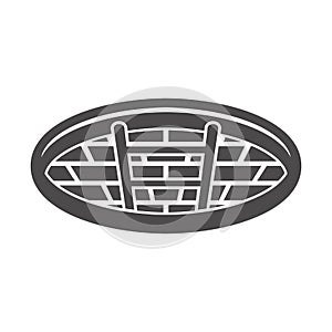 Open sewer manhole icon in flat style.